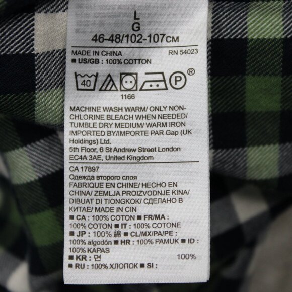 Banana Republic Luxe Flannel Shirt Mens Large Green/Black Camden Fit Cotton L/S - Picture 9 of 14
